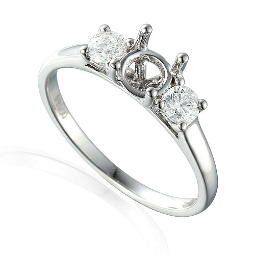 Round Brilliant Cut Claw Set 3 Stone Diamond Semi Set Ring