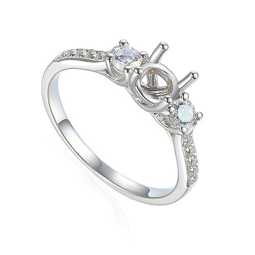 Round Brilliant Cut Claw Set Centre With Diamond Shoulders 3 Stone Semi Set Ring