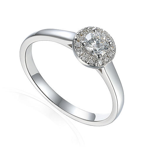 Round Brilliant Cut Diamond Centre With Micro Set Diamond Halo Ring