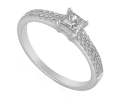 Princess Cut Diamond Solitaire With Micro Set Shoulders Ring
