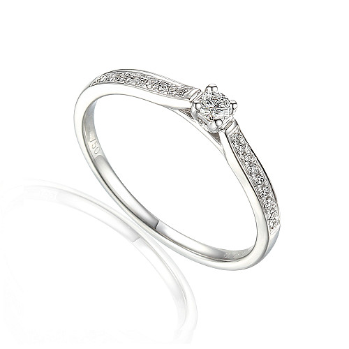 Claw Set Round Brilliant Cut Diamond With Micro Set Shoulders Solitaire Ring
