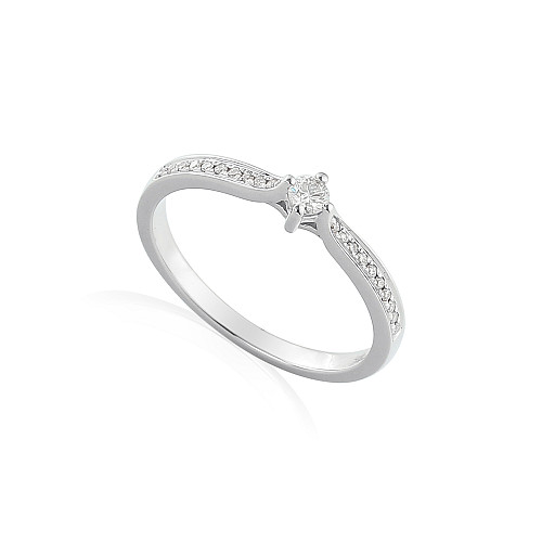 Claw Set Round Brilliant Cut Diamond With Micro Set Shoulders Solitaire Ring