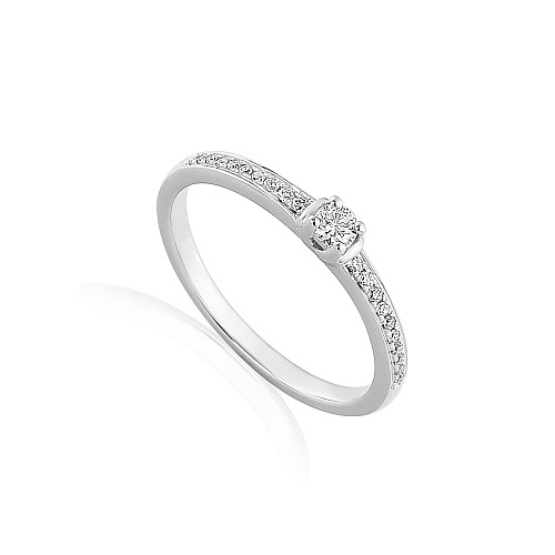 Claw Set Round Brilliant Cut Diamond With Micro Set Shoulders Solitaire Ring