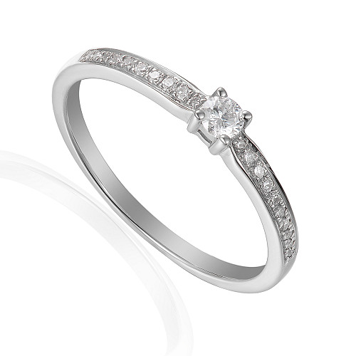 Claw Set Round Brilliant Cut Diamond With Micro Set Shoulders Solitaire Ring