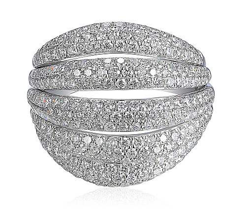 Pave Diamond Banded Dome Statement Ring