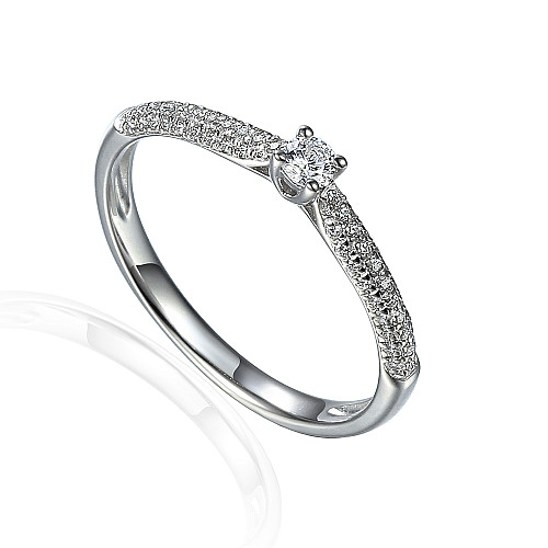 Claw Set Round Brilliant Cut Diamond With Micro Set Shoulders Solitaire Ring