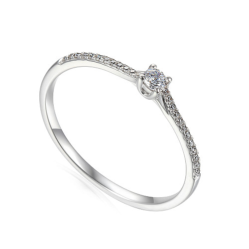 Claw Set Round Brilliant Cut Diamond With Micro Set Shoulders Solitaire Ring