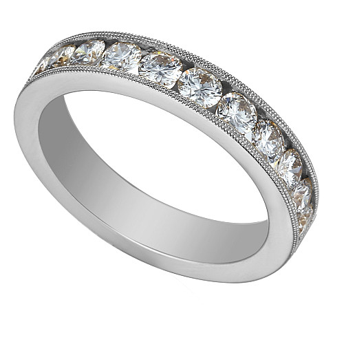 Round Brilliant Cut Diamond Channel Set Half Eternity Ring