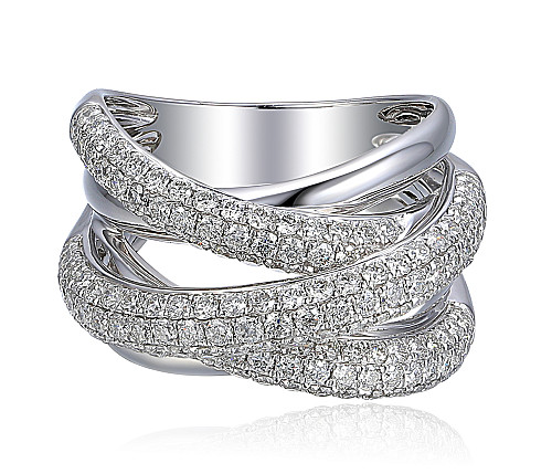 Pave Diamond Crossover Statement Ring