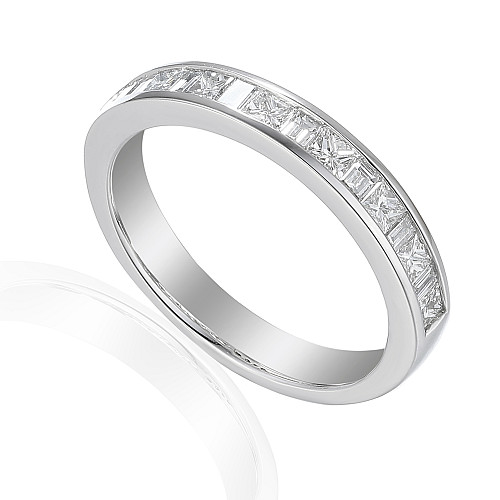 Princess And Baguette Cut Diamond Channel Set Half Eternity Ring