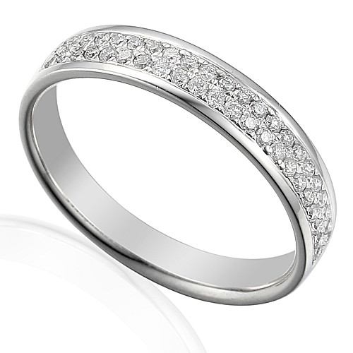 Round Brilliant Cut Diamond Micro Set Double Row Half Eternity Ring