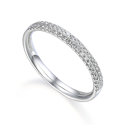Round Brilliant Cut Diamond Micro Set Double Row Half Eternity Ring