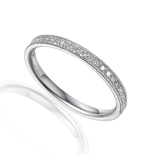 Micro Set Round Brilliant Cut Diamond With Milgrain Half Eternity Ring