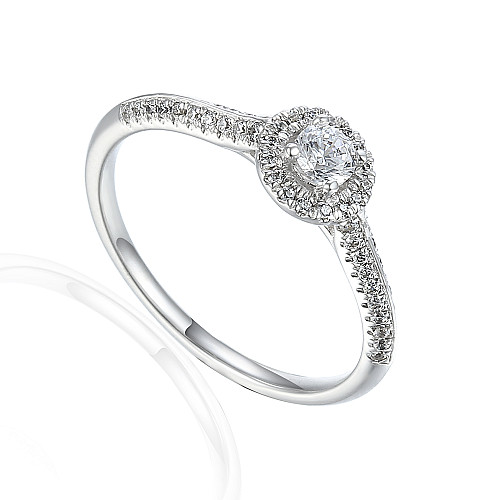 Claw Set Round Brilliant Cut Diamond With Micro Set Shoulders Solitaire Ring