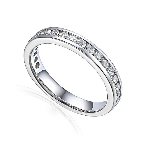 Round Brilliant Cut Diamond Channel Set Half Eternity Ring