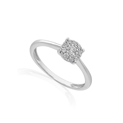 Claw Set Round Brilliant Cut Diamond With Micro Set Halo Ring