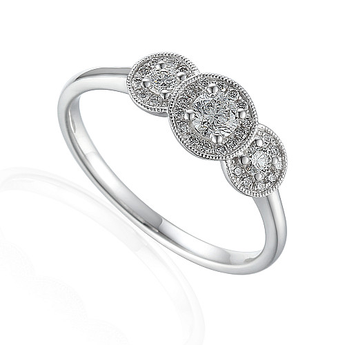 Micro Set Round Brilliant Cut Diamond Cluster With Milgrain Edges Ring