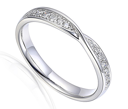 Round Brilliant Cut Diamond Micro Set Twist Half Eternity Ring
