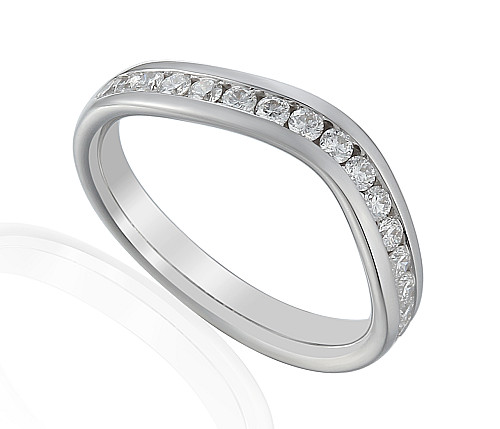 Round Brilliant Cut Diamond Channel Set Curved Half Eternity Ring