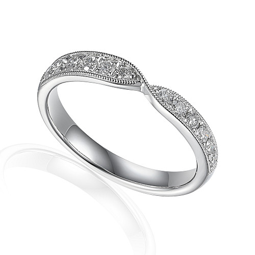 Round Brilliant Cut Diamond Micro Set With Millgrain Edge Twist Half Eternity Ring
