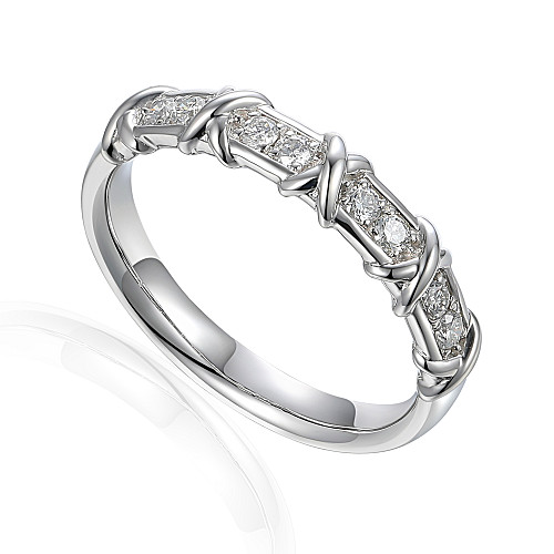 Micro Set Diamond Cross-Over Half Eternity Ring