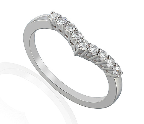Round Brilliant Cut Diamond Claw Set Wishbone Half Eternity Ring