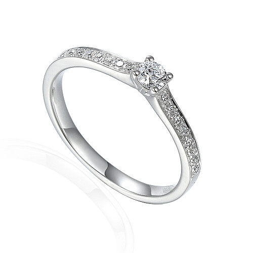Claw Set Round Brilliant Cut Diamond With Micro Set Shoulders Solitaire Ring