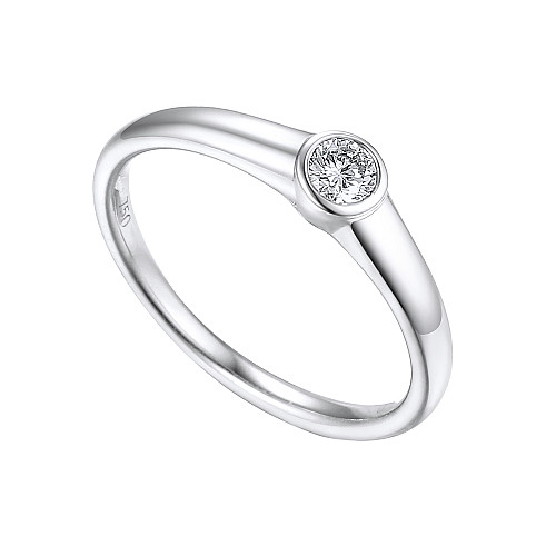 Rubover Set Round Brilliant Cut Diamond Solitaire Ring
