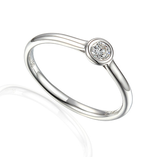 Rubover Set Round Brilliant Cut Diamond Solitaire Ring