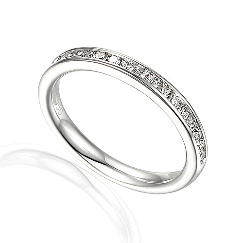 Channel Set Round Brilliant Cut Diamond Half Eternity Ring