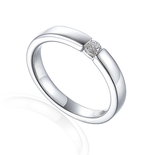 Channel Set Round Brilliant Cut Diamond Solitaire Ring