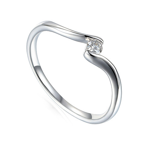 Claw Set Round Brilliant Cut Diamond Twist Solitaire Ring