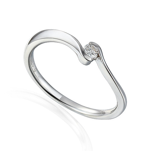 Semi Rubover Set Round Brilliant Cut Diamond Twist Solitaire Ring