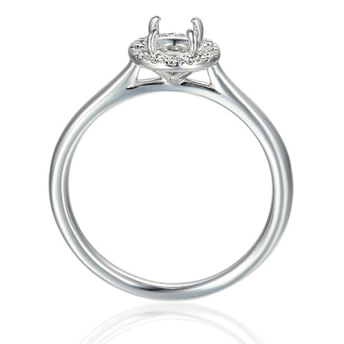 Round Brilliant Cut Claw Set Centre With Micro Set Diamond Halo Semi Set Ring