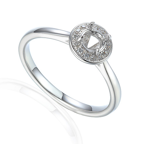 Round Brilliant Cut Claw Set Centre With Micro Set Diamond Halo And Shoulders Semi Set Ring