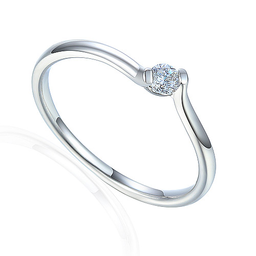 Semi Rubover Set Round Brilliant Cut Diamond Solitaire Ring