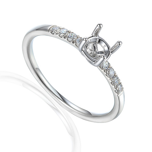 Round Brilliant Cut Claw Set Centre With Micro Set Diamond Shoulders Semi Set Ring