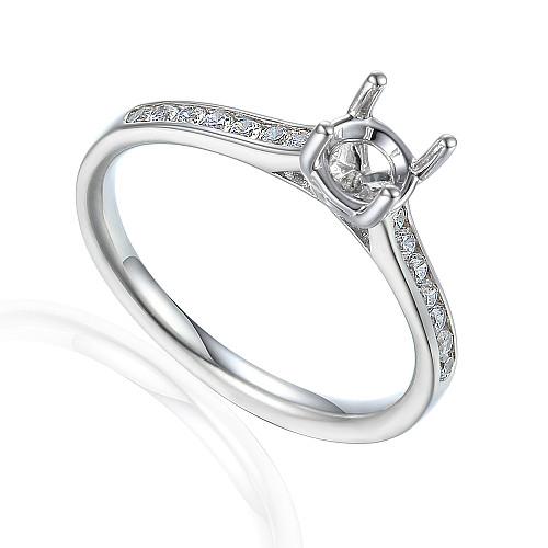 Round Brilliant Cut Claw Set Centre With Channel Set Diamond Shoulders Semi Set Ring