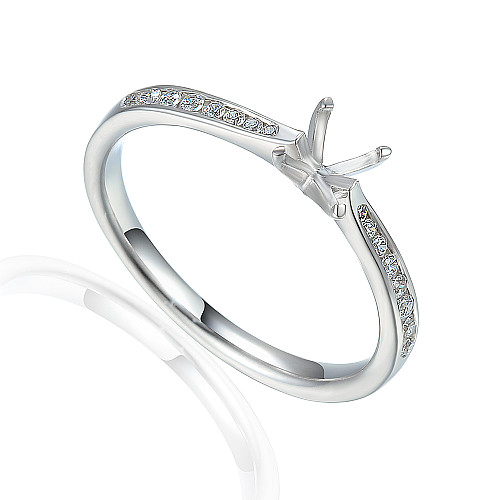 Round Brilliant Cut Claw Set Centre With Micro Set Diamond Shoulders Semi Set Ring