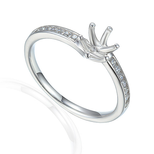 Round Brilliant Cut Claw Set Centre With Channel Set Diamond Shoulders Semi Set Ring