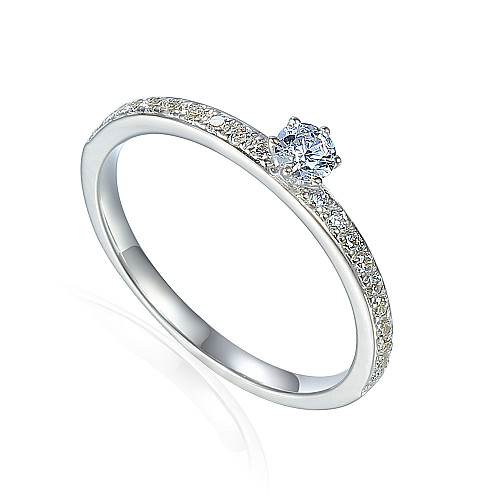 Claw Set Round Brilliant Cut Diamond With Micro Set Shoulders Solitaire Ring