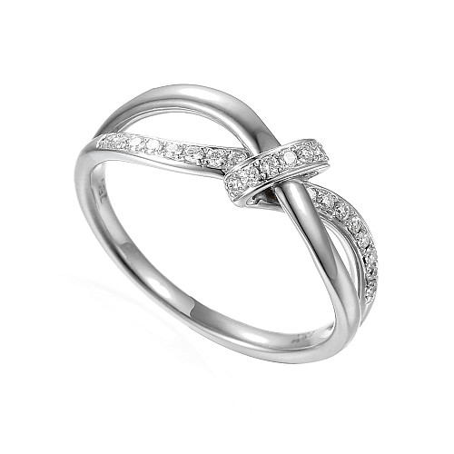 Round Brilliant Cut Diamond Micro Set Twist Ring