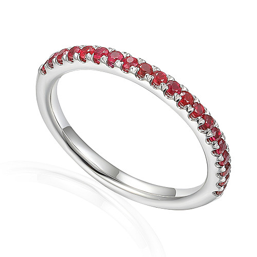 Claw Set Round Ruby Half Eternity Ring