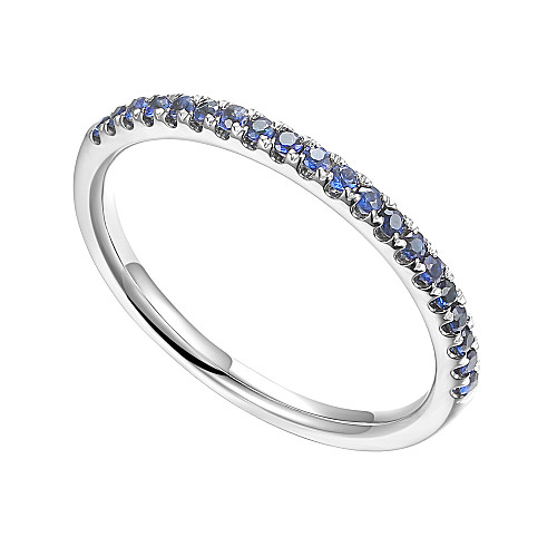 Claw Set Round Blue Sapphire Half Eternity Ring