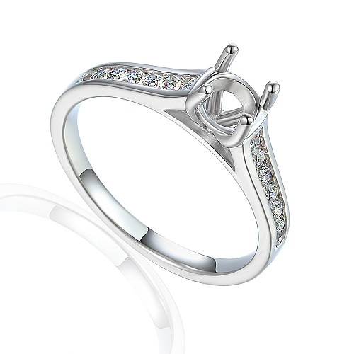 Round Brilliant Cut Claw Set Centre With Channel Set Diamond Shoulders Semi Set Ring