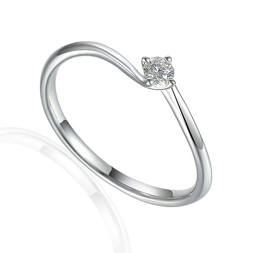 Claw Set Round Brilliant Cut Diamond Twist Solitaire Ring