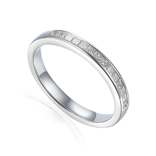 Princess Cut Diamond Channel Set Half Eternity Ring