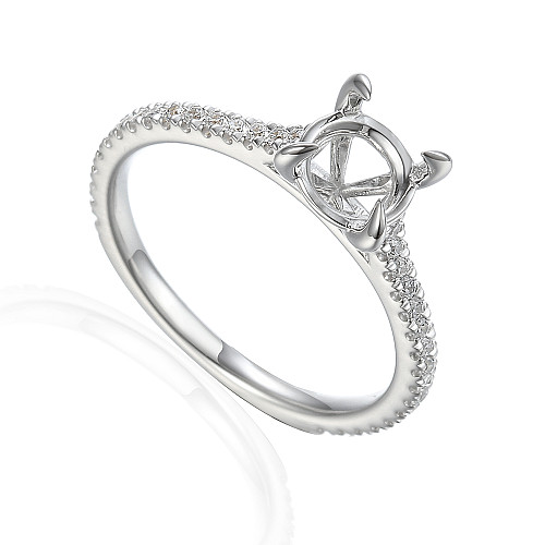 Round Brilliant Cut Claw Set Centre With Micro Set Diamond Shoulders Semi Set Ring