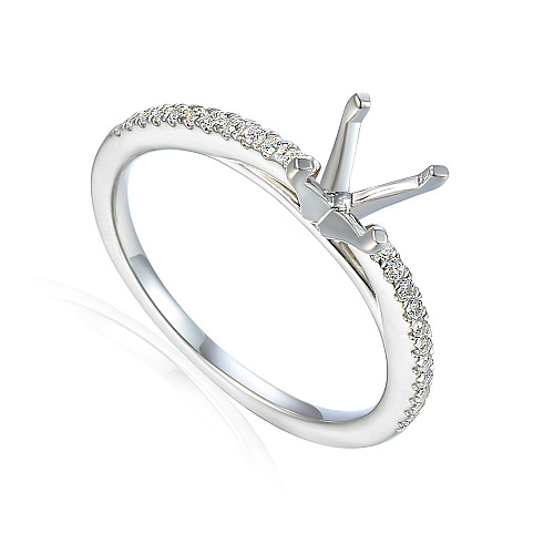 Round Brilliant Cut Claw Set Centre With Micro Set Diamond Shoulders Semi Set Ring