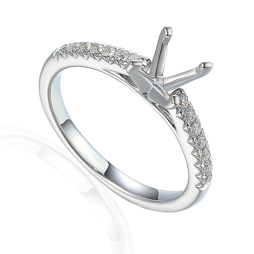 Round Brilliant Cut Claw Set Centre With Micro Set Diamond Shoulders Semi Set Ring